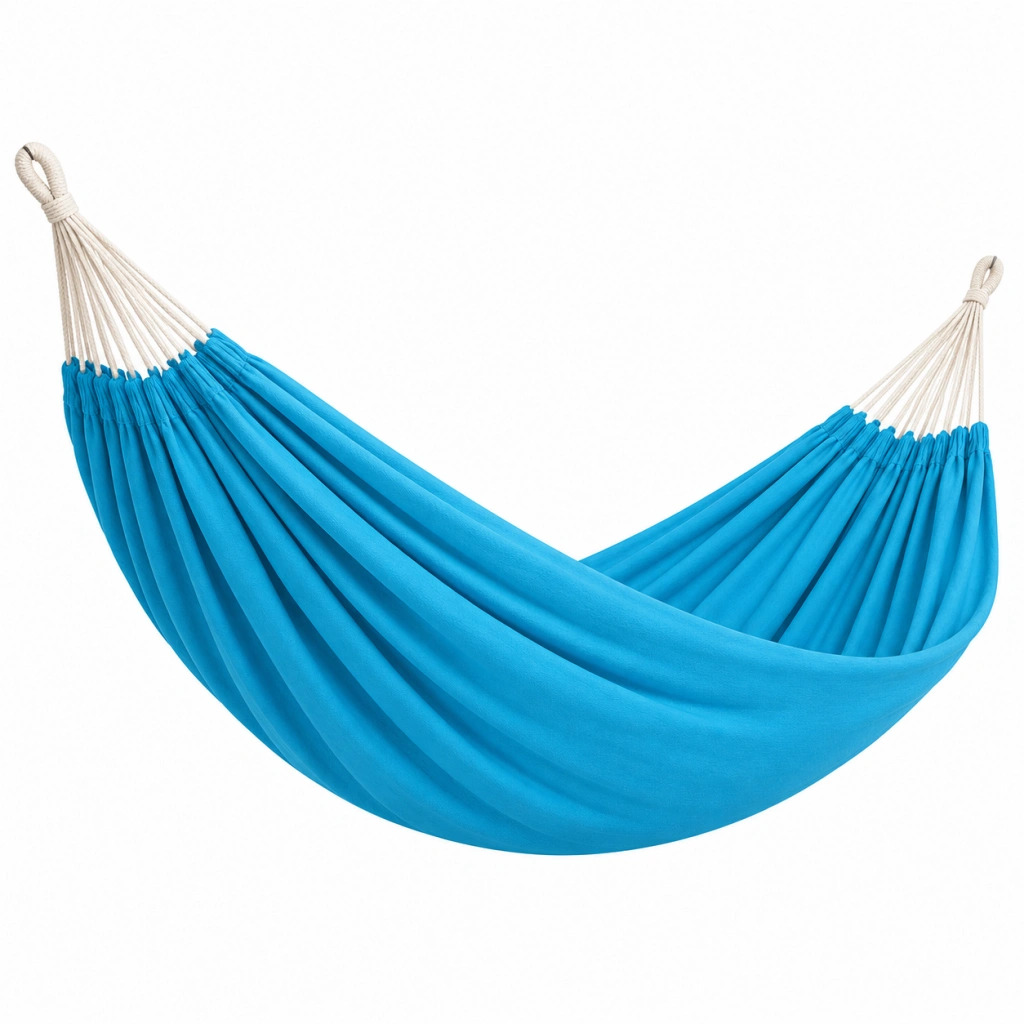 Amaca da giardino 200 x 100 cm in tessuto azzurro con corde sospese - Selvorniq