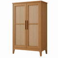 Armadio 100 x 55 x 190 cm in legno naturale con ante a griglia stile minimalista - Selvorniq