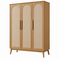 Armadio 120 x 55 x 180 cm in legno naturale a 3 ante con pannelli scanalati stile moderno - Selvorniq