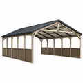 Tettoia da giardino 600 x 300 x 270 cm in acciaio beige e antracite con tetto a due falde - Selvorniq
