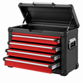 Cassettiera portautensili 76 x 46 x 95 cm in acciaio nero e rosso con 4 cassetti - Selvorniq