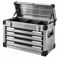 Cassetta portautensili 52 x 30 x 40 cm in alluminio argento e nero con 4 cassetti - Selvorniq